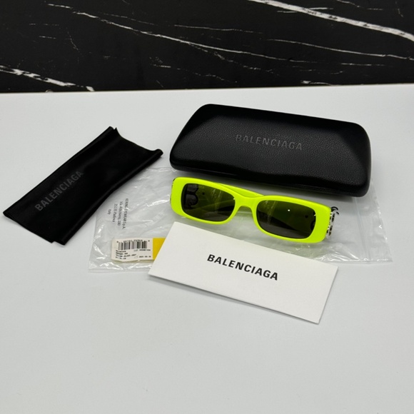 NEW BB0096S 008 BALENCIAGA YELLOW GREY SQUARE WOMEN BALENCIAGA SUNGLASSES - Picture 10 of 10